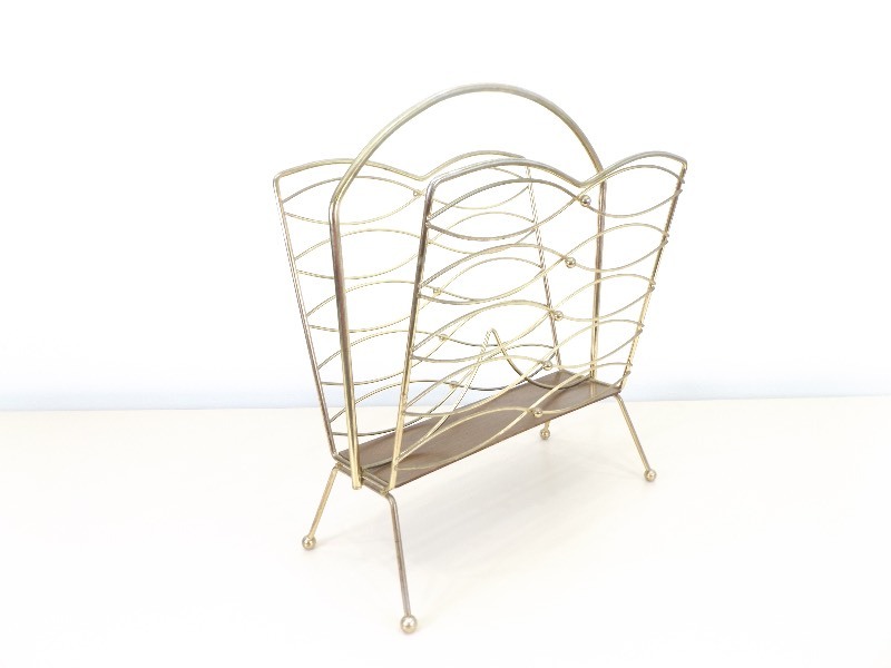Vintage Mid Century Metal Magazine Rack