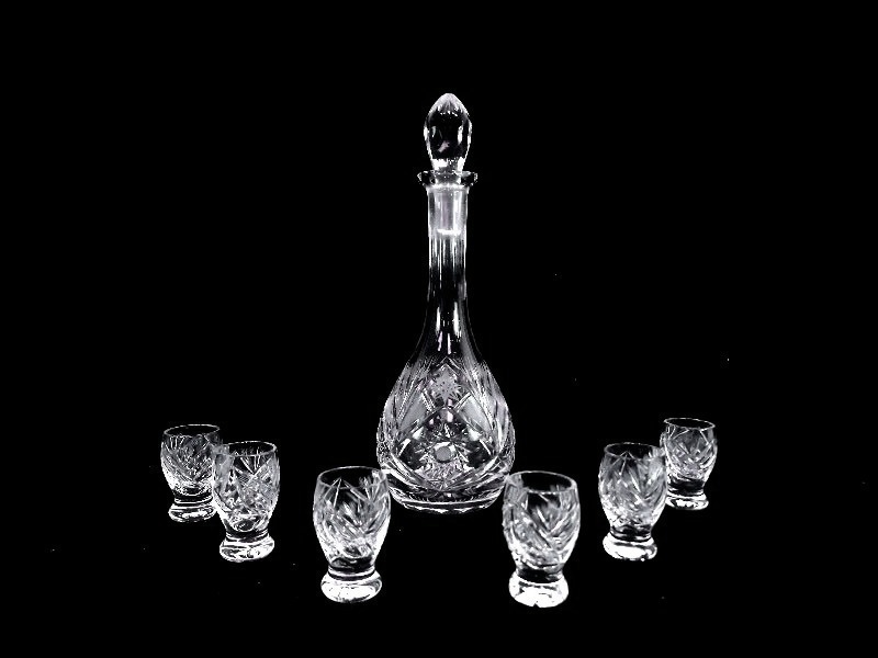 8 Piece Antique Cut Crystal Decanter Set