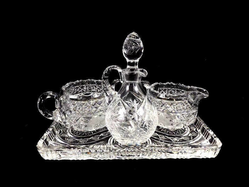5 Piece Antique Cut Crystal Serving Set