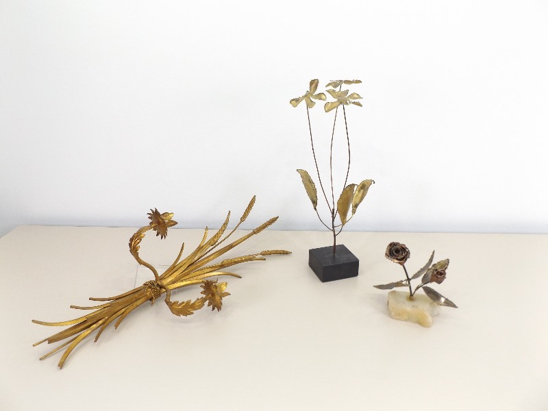 3 Brass etc. Metal Decor Sculptures