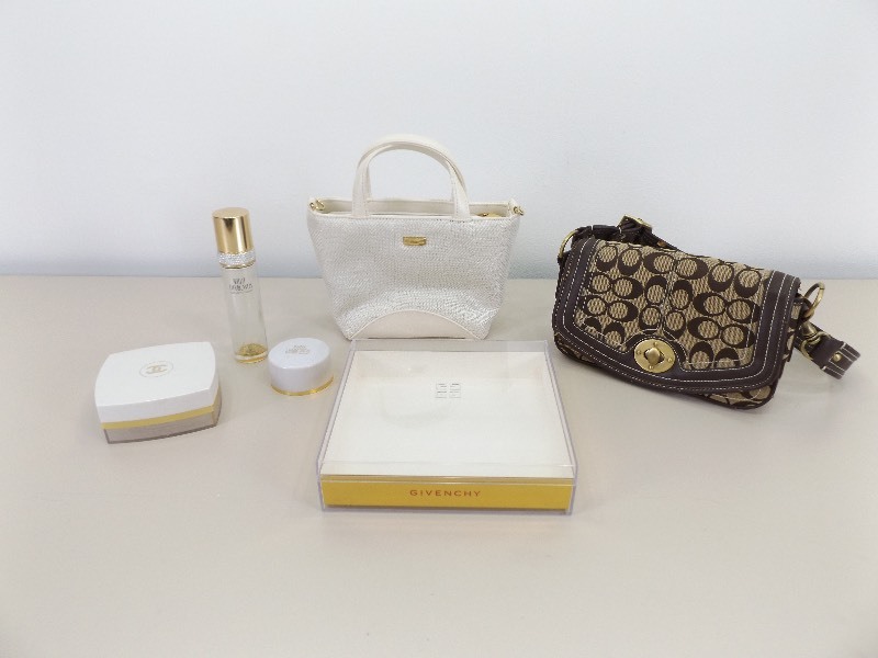 Lot of COACH etc. Purses, Chanel etc. Containers