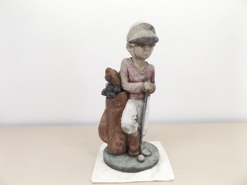 Large Heavy Cement Golfer Garden Statue