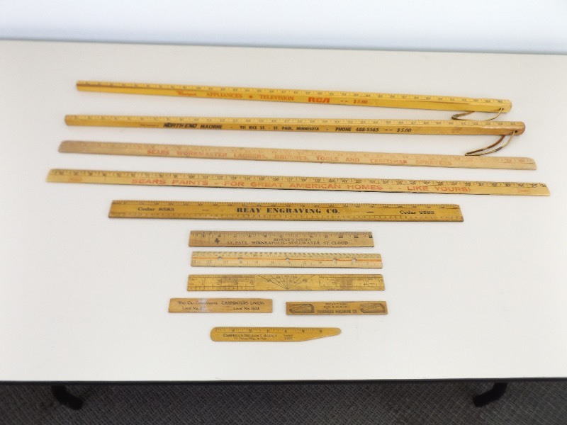 Lot of Vintage Advertising Yard Sticks, Rulers, etc.