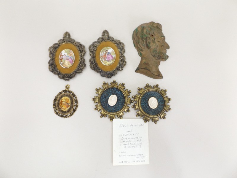 Antique Cast Metal Frame, Limoges, Bisque Porcelain etc. Decor