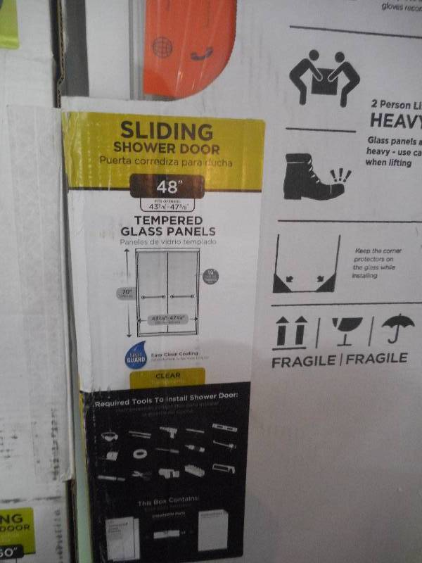 lot 45 image: Delta 48 in. Sliding Shower Door Glass Panels in Clear (1-Pair)