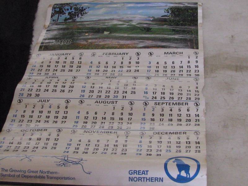 lot 89 image: 1968 Great Northern Calendar