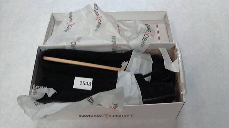 Minnetonka Womens Kilty Hards Sueade&nbspMoccasin Moccasins Loafers&nbspBlack - Size 10