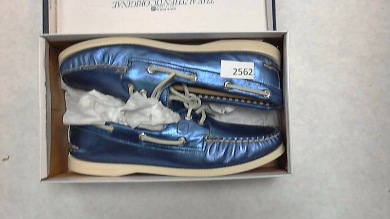 Womens Sperry AO 2-EYE METALLIC Moccasin Moccasins Loafers Shoes Blue - Size 9