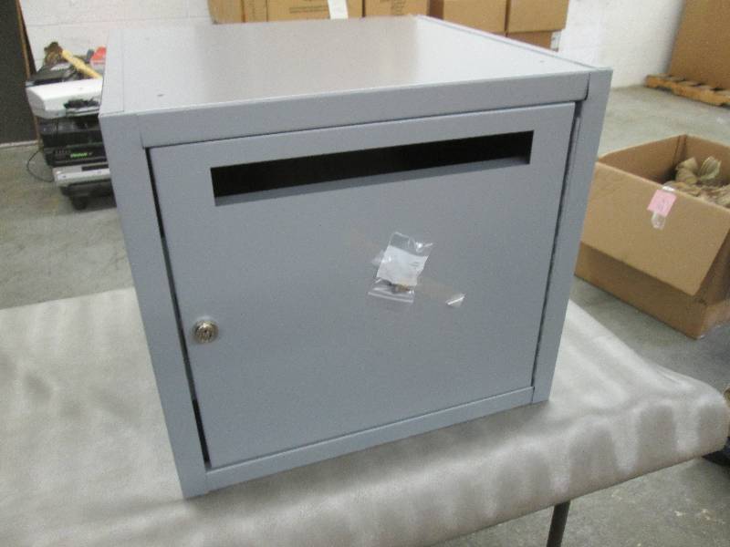 lot 128 image: Metal Locked Drop Box 20Wx20Dx18H i...