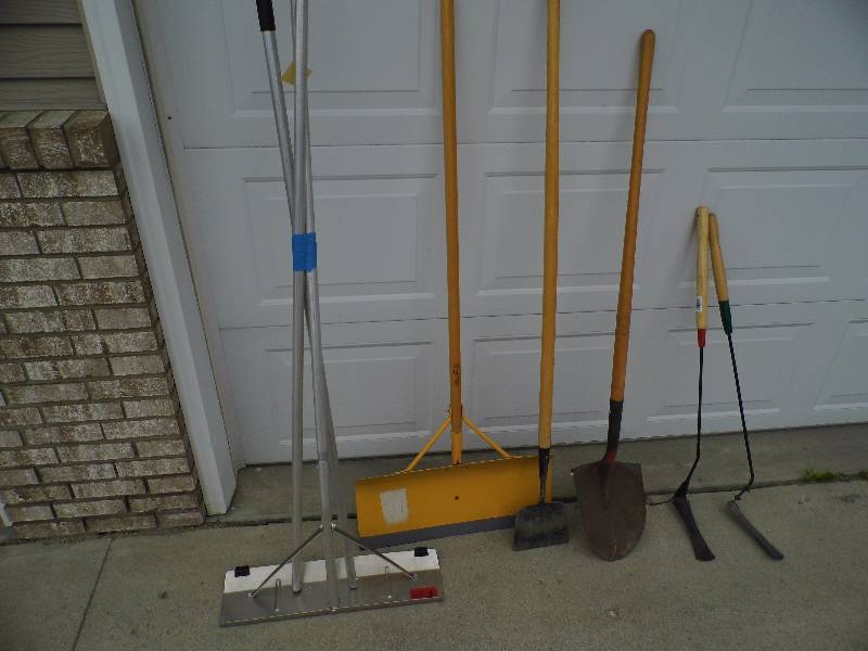 lot 86 image: Shovels - Roof Rake - Weed Whackers