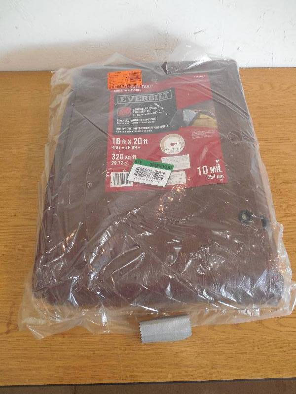 lot 73 image: Everbilt 16 ft. x 20 ft. Brown Heavy-Duty Tarp