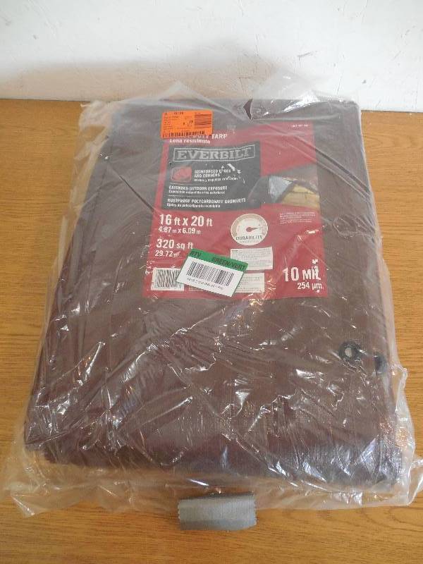 lot 74 image: Everbilt 16 ft. x 20 ft. Brown Heavy-Duty Tarp
