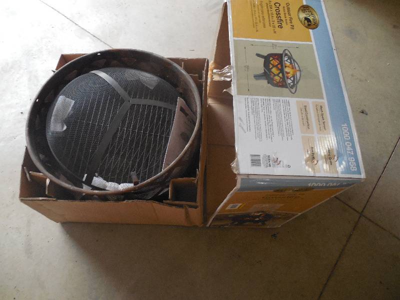 lot 136 image: Hampton Bay Crossfire 29.50 in. Steel Fire Pit with Cooking Grate