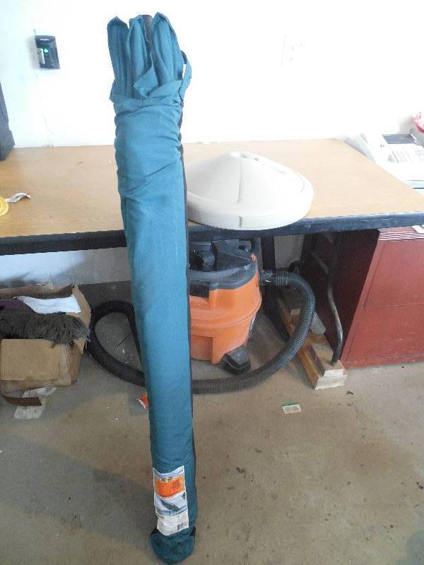 lot 150 image: Hampton Bay 9 ft. Aluminum Patio Umbrella in Charleston with tilt