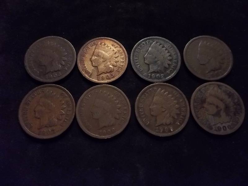 8-Indian Head Cents 1900-1908 (No 1904)