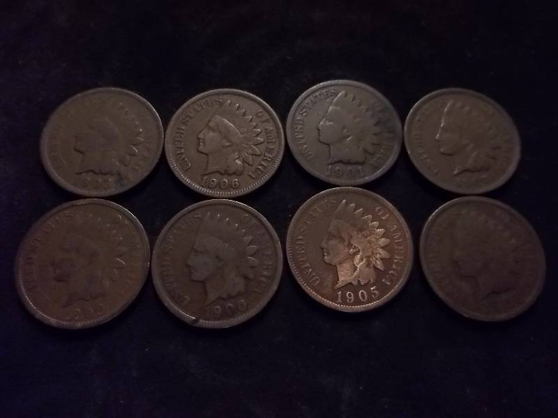 8-Indian Head Cents 1900-1908 (No 1904)
