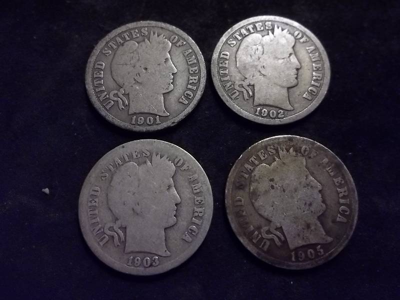 1901 O, 1902, 1903, 1905 Barber Dimes