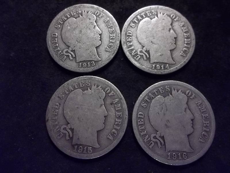 1913 , 1914, 1915 S , 1916 Barber Dimes