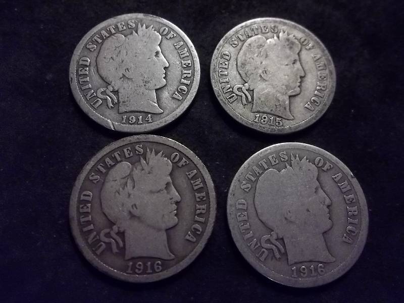 1914 D , 1915,  1916, 1916 Barber Dimes