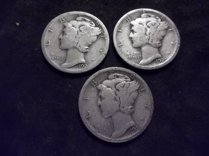 1920, 1920 D, 1920 S Mercury Dimes