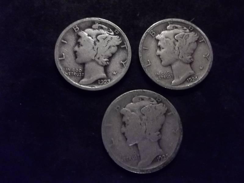 1923, 1924, 1925 Mercury Dimes