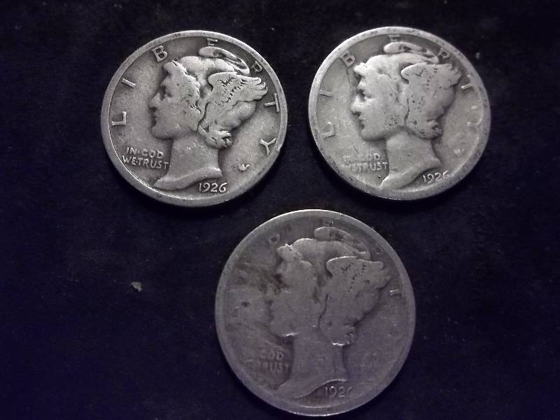 1926, 1926 D, 1926 S Mercury Dimes