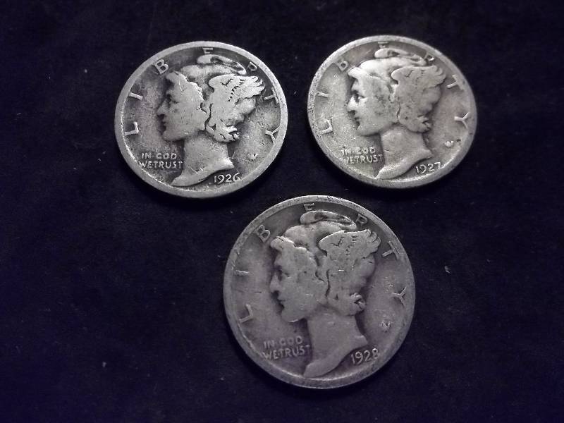 1926, 1927, 1928 Mercury Dimes