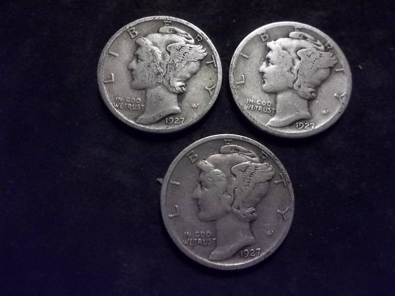 1927, 1927 D, 1927 S Mercury Dimes