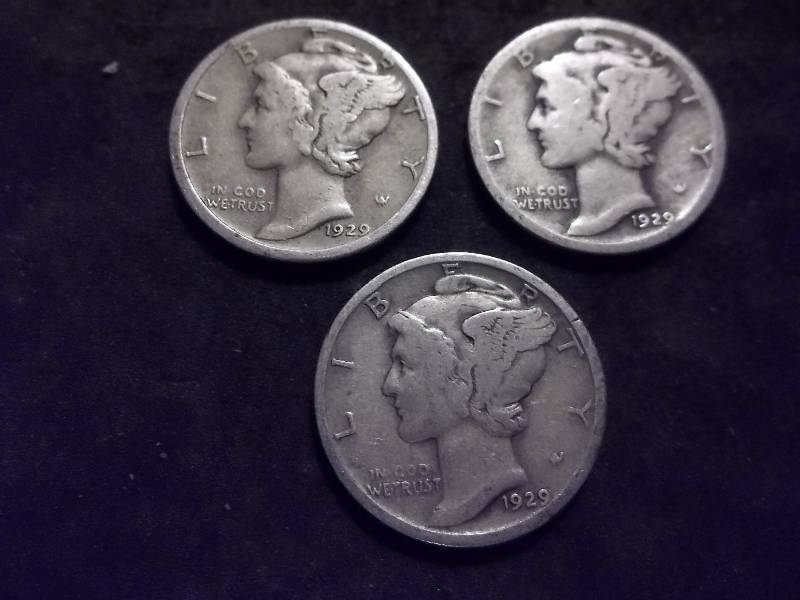 1929, 1929 D, 1929 S Mercury Dimes