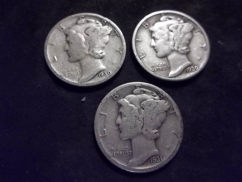 1930, 1930 S, 1931 Mercury Dimes