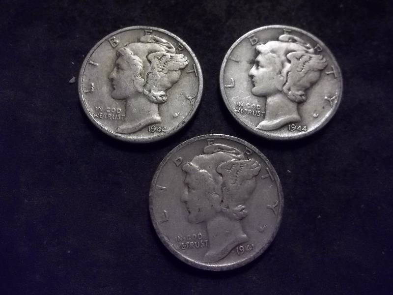 1941, 1941 D, 1941 S Mercury Dimes