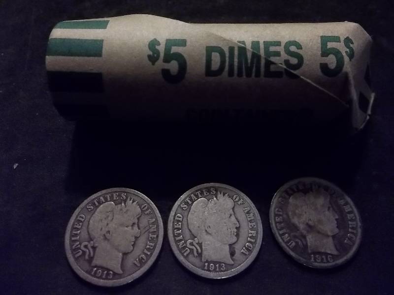 Full Roll Of Barber Dimes 1897-1916