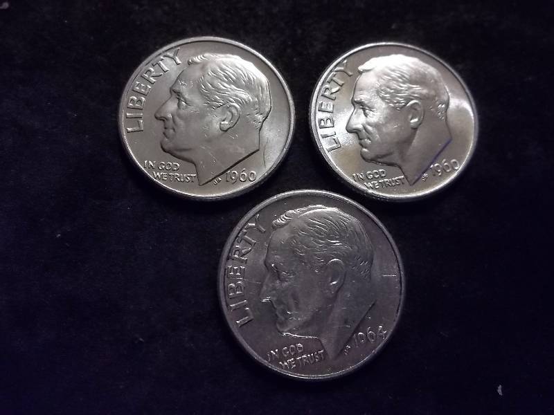 1960, 1960 D, 1964 D Roosevelt Dimes All MS