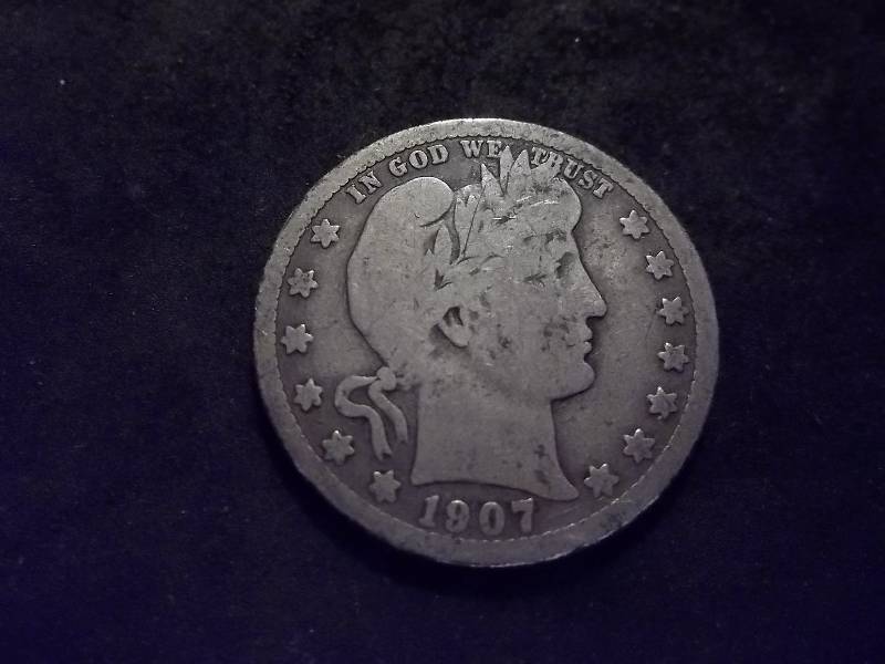 1907 D Barber Quarter VF