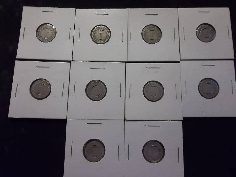 10 Vintage Bus Tokens Stamped Trenton Transit Slabbed