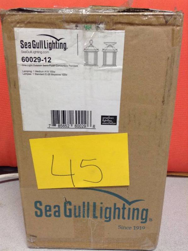 lot 45 image: Sea Gull Lightning 60029-12 one Light Outdoor Semi Flush Mount Pendant