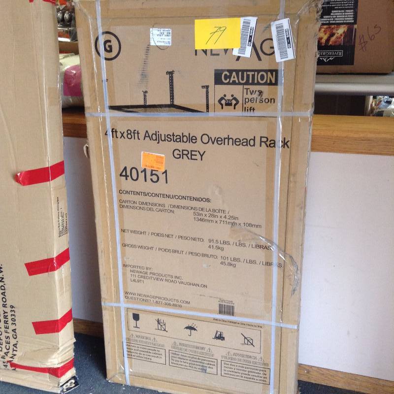 lot 79 image: New Age 4x8 adjustable overhead rack Grey