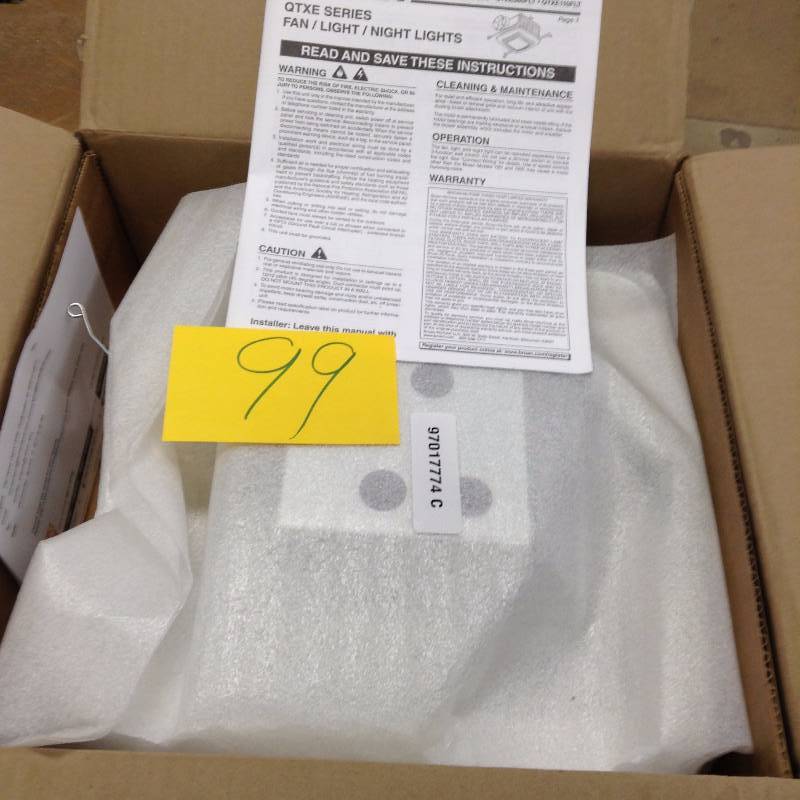 lot 99 image: Broan QTXE110FLT quiet Ventilation Fan with fluorescent light and night light