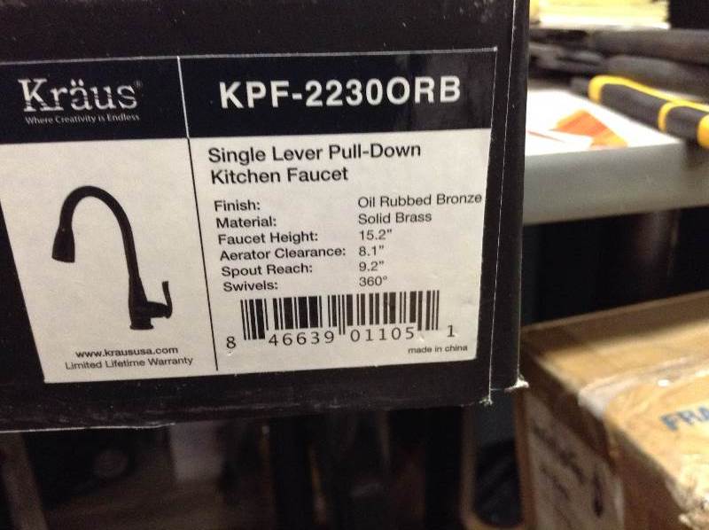 lot 33 image: Kraus KPF-2230ORB Single Lever Pull Down Kitchen Faucet