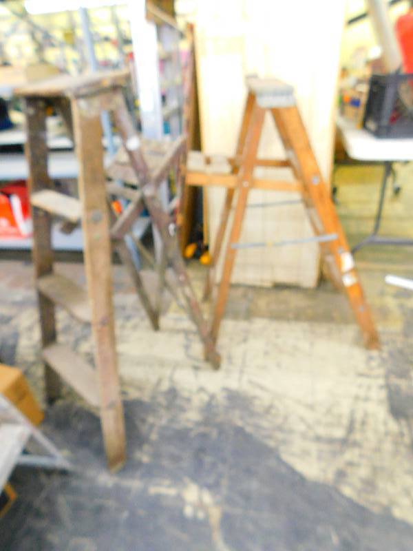 TWO A-FRAME STEP STOOL LADDERS
