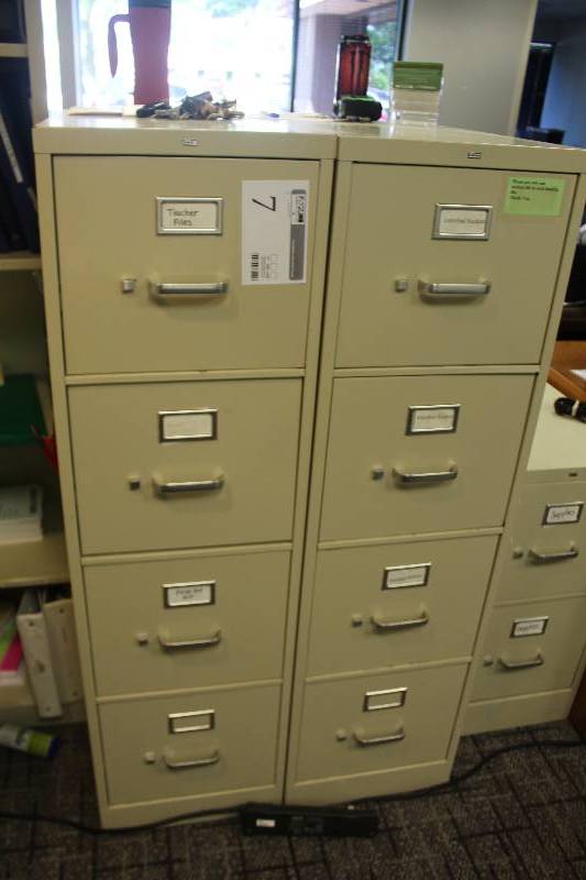 Lot of (2) Hon Locking 4-Drawer Metal File Cabinet