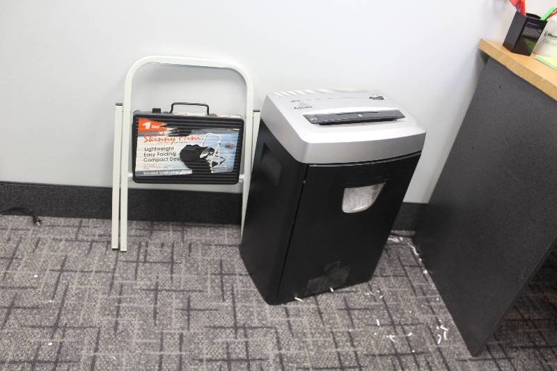Lot of (2) Office Equipment Includes 1) Fellowes Shredder AND 1) 1-Step Skinny Mini Step Stool