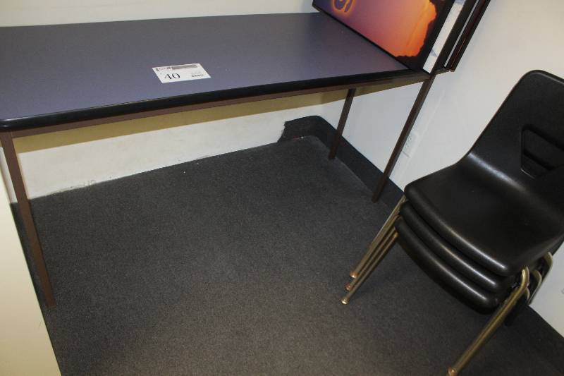Lot of (9) Furniture Includes 2) Office Tables AND 7) Stacking Chairs