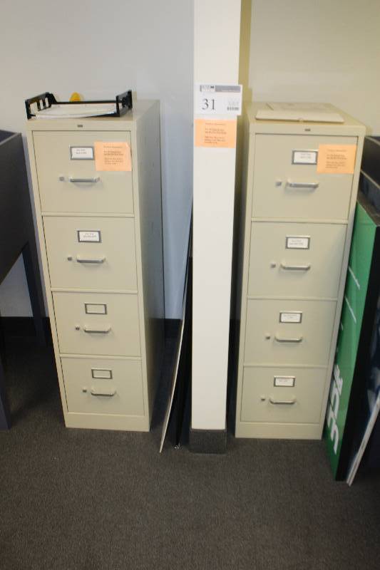 Lot of (2) Hon Locking 4-Drawer Metal File Cabinet