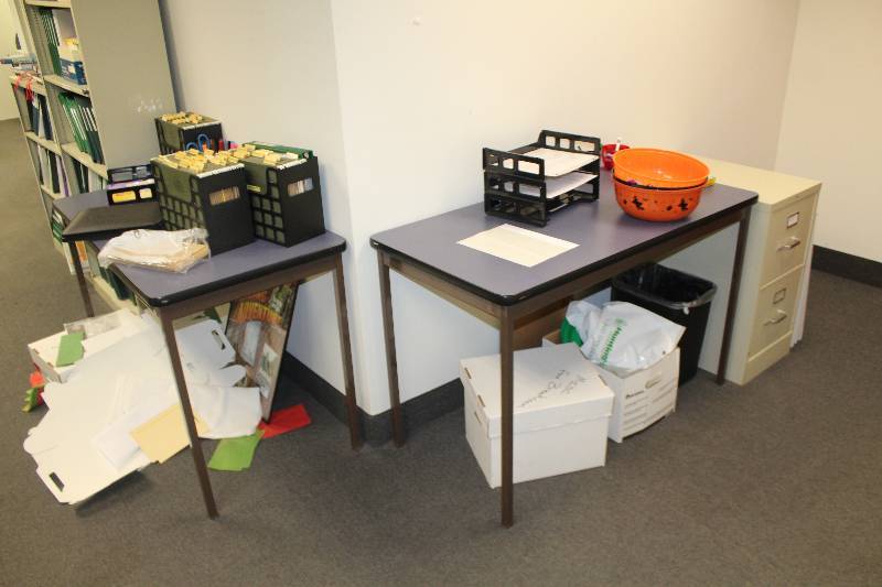 Lot of (2) Office Tables, Hon 2-Drawer Metal File Cabinet