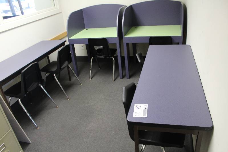 Lot of (10) Office Furniture Includes 2) Office Tables AND 2) Personal Cubicles AND 2) Chairs