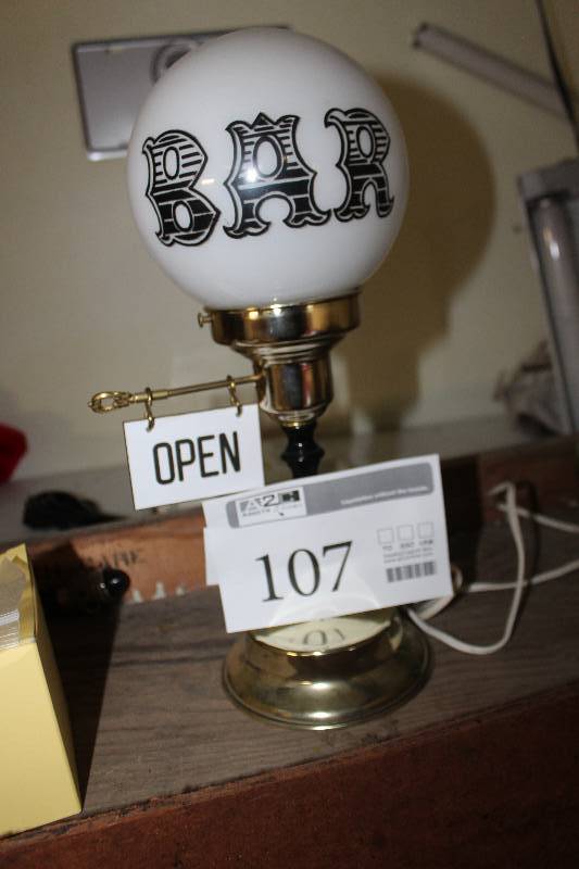 lot 107 image: Electric Lighted BAR Light w OpenClosed Sign