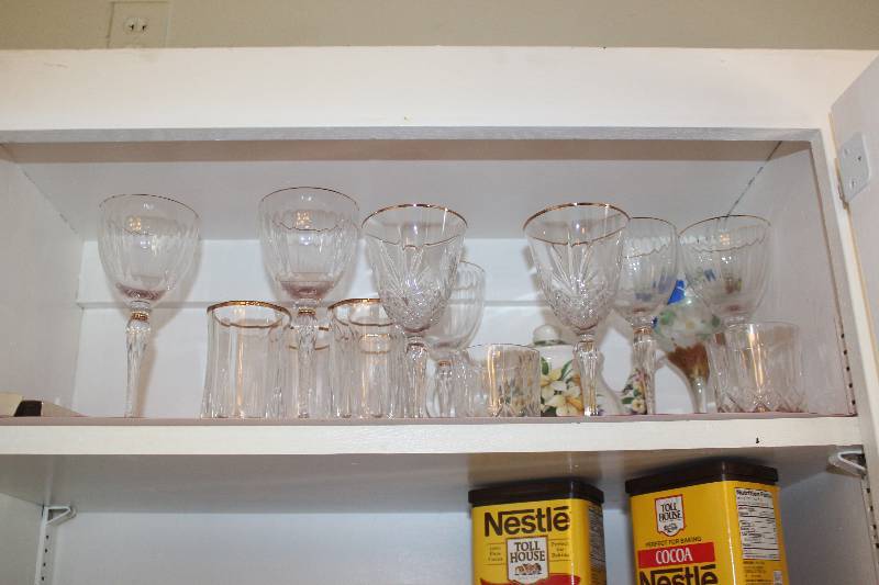 lot 35 image: Gold Rimmed Stemware, Glassware