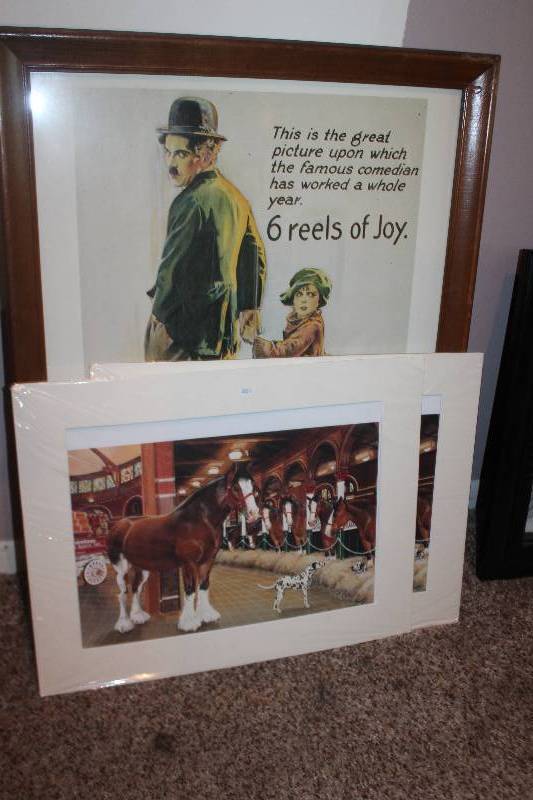 lot 50 image: Budweiser Clydesdale Signed Print, Charlie Chaplin in The Kid Movie Poster
