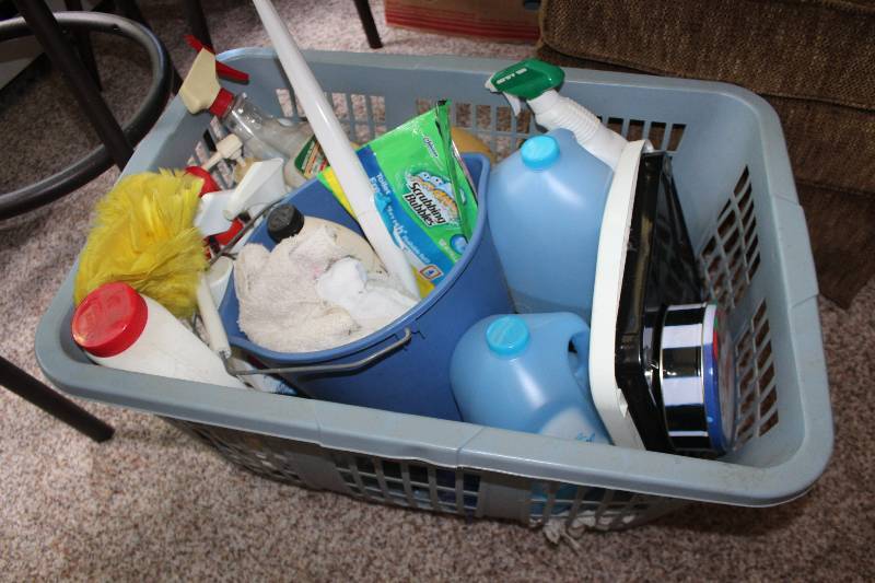 lot 84 image: Cleaning Supplies Chemicals, Brushed, Buckets, Spray Bottles